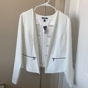 Torrid White Blazer with Criss Cross Back Detail